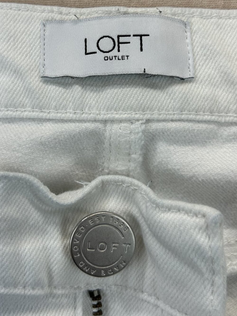 Loft Outlet Jeans Womens Size 16 White Denim Straight Crop Stretch Casual
